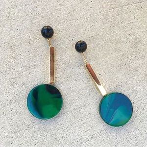 Rachel Comey Jo Earrings in Malachite Black  Green